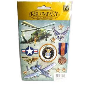 K & Company Air Force Grand Adhesions Stickers Crafting Embellishments Set of 12